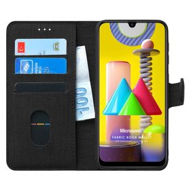 Microsonic Samsung Galaxy M31 Fabric Wallet Siyah Kılıf