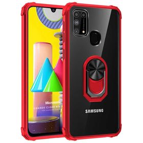 Microsonic Samsung Galaxy M31 Grande Ring Holder Kırmızı Kılıf