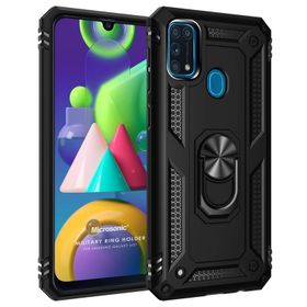 Microsonic Samsung Galaxy M31 Military Ring Holder Siyah Kılıf