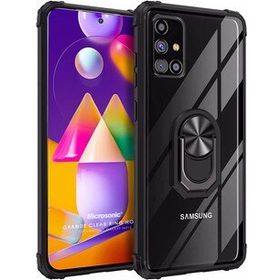 Microsonic Samsung Galaxy M31s Grande Clear Ring Holder Siyah Kılıf