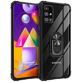 Microsonic Samsung Galaxy M31s Grande Clear Ring Holder Siyah Kılıf