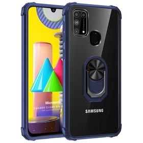 Microsonic Samsung Galaxy M31s Grande Clear Ring Holder Siyah Kılıf
