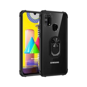 Microsonic Samsung Galaxy M31s Grande Clear Ring Holder Siyah Kılıf