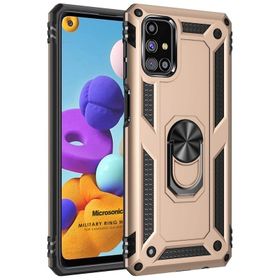 Microsonic Samsung Galaxy M31s Military Ring Holder Kırmızı Kılıf