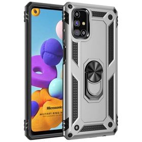 Microsonic Samsung Galaxy M31s Military Ring Holder Kırmızı Kılıf