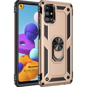 Microsonic Samsung Galaxy M31s Military Ring Holder Kırmızı Kılıf