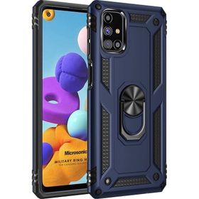 Microsonic Samsung Galaxy M31S Military Ring Lacivert Kılıf