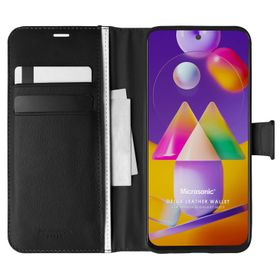 Microsonic Samsung Galaxy M31S Siyah Delux Leather Wallet Cep Telefon Kılıfı