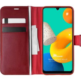 Microsonic Samsung Galaxy M32 4G Delux Leather Wallet Kırmızı Kılıf