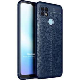 Microsonic Samsung Galaxy M32 4G Deri Dokulu Silikon Lacivert Kılıf