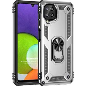 Microsonic Samsung Galaxy M33 Military Ring Holder Gümüş Kılıf
