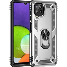 Microsonic Samsung Galaxy M33 Military Ring Holder Gümüş Kılıf