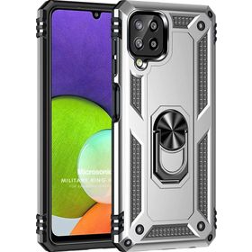 Microsonic Samsung Galaxy M33 Military Ring Holder Gümüş Kılıf