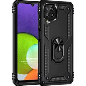 Microsonic Samsung Galaxy M33 Military Ring Holder Siyah Kılıf