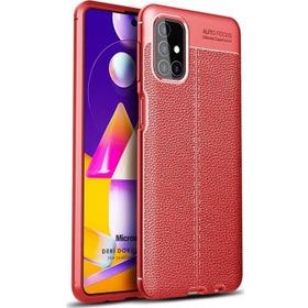 Microsonic Samsung Galaxy M51 Deri Dokulu Silikon Kırmızı Kılıf