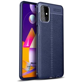Microsonic Samsung Galaxy M51 Deri Dokulu Silikon Lacivert Kılıf