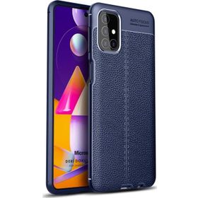 Microsonic Samsung Galaxy M51 Deri Dokulu Silikon Lacivert Kılıf