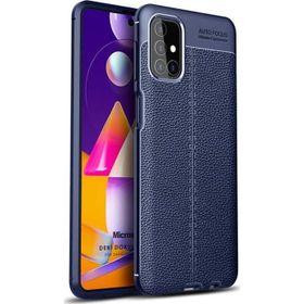 Microsonic Samsung Galaxy M51 Deri Dokulu Silikon Lacivert Kılıf