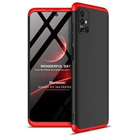 Microsonic Samsung Galaxy M51 Double Dip 360 Protective Siyah Kırmızı Kılıf
