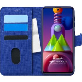 Microsonic Samsung Galaxy M51 Fabric Book Wallet Lacivert Kılıf