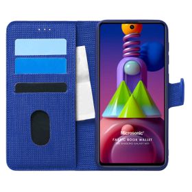 Microsonic Samsung Galaxy M51 Fabric Book Wallet Lacivert Kılıf