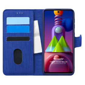Microsonic Samsung Galaxy M51 Fabric Book Wallet Lacivert Kılıf