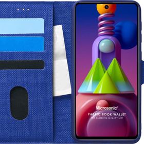 Microsonic Samsung Galaxy M51 Fabric Book Wallet Lacivert Kılıf