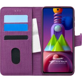 Microsonic Samsung Galaxy M51 Fabric Book Wallet Mor Cep Telefonu Kılıfı