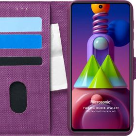 Microsonic Samsung Galaxy M51 Fabric Book Wallet Mor Cep Telefonu Kılıfı