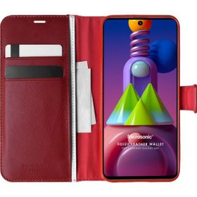 Microsonic Samsung Galaxy M51 Kırmızı Delux Leather Wallet Cep Telefon Kılıfı