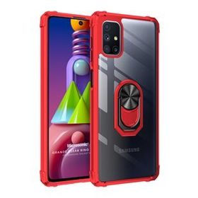 Microsonic Samsung Galaxy M51 Kırmızı Grande Clear Ring Holder Cep Telefon Kılıfı