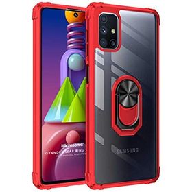 Microsonic Samsung Galaxy M51 Kırmızı Grande Clear Ring Holder Cep Telefon Kılıfı