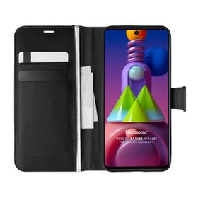 Microsonic Samsung Galaxy M51 Siyah Delux Leather Wallet Cep Telefon Kılıfı