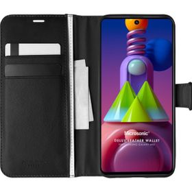 Microsonic Samsung Galaxy M51 Siyah Delux Leather Wallet Cep Telefon Kılıfı