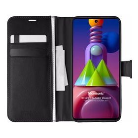 Microsonic Samsung Galaxy M51 Siyah Delux Leather Wallet Cep Telefon Kılıfı