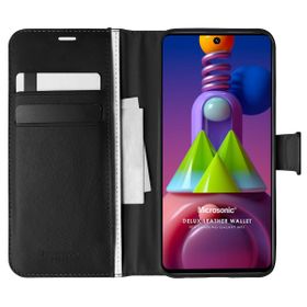 Microsonic Samsung Galaxy M51 Siyah Delux Leather Wallet Cep Telefon Kılıfı
