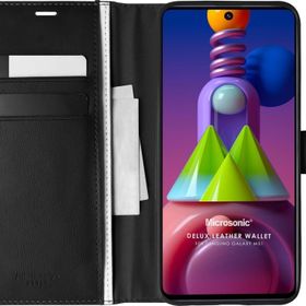 Microsonic Samsung Galaxy M51 Siyah Delux Leather Wallet Cep Telefon Kılıfı