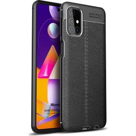 Microsonic Samsung Galaxy M51 Siyah Deri Dokulu Silikon Cep Telefon Kılıfı