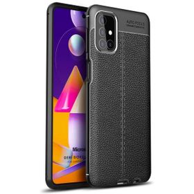 Microsonic Samsung Galaxy M51 Siyah Deri Dokulu Silikon Cep Telefon Kılıfı