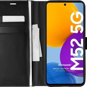 Microsonic Samsung Galaxy M52 Delux Leather Wallet Kılıf