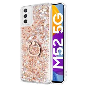 Microsonic Samsung Galaxy M52 Glitter Liquid Holder Gold Cep Telefonu Kılıfı