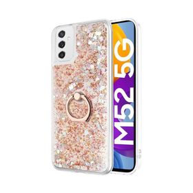 Microsonic Samsung Galaxy M52 Glitter Liquid Holder Gold Cep Telefonu Kılıfı