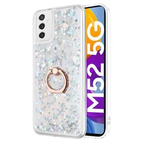 Microsonic Samsung Galaxy M52 Glitter Liquid Holder Gümüş Kılıf