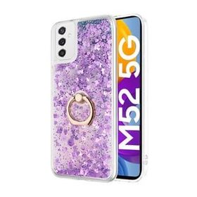 Microsonic Samsung Galaxy M52 Glitter Liquid Holder Mor Kılıf