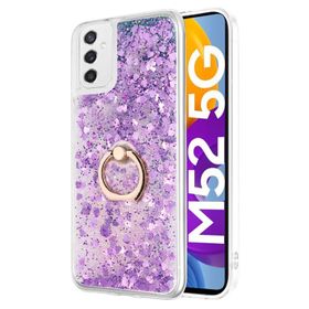 Microsonic Samsung Galaxy M52 Glitter Liquid Holder Mor Kılıf