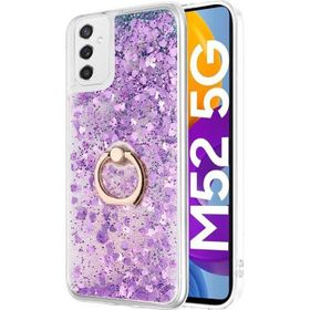 Microsonic Samsung Galaxy M52 Glitter Liquid Holder Mor Kılıf