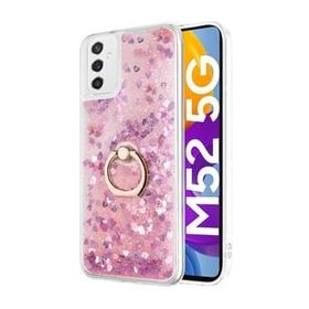 Microsonic Samsung Galaxy M52 Glitter Liquid Holder Pembe Kılıf