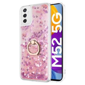 Microsonic Samsung Galaxy M52 Glitter Liquid Holder Pembe Kılıf