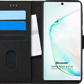 Microsonic Samsung Galaxy Note 10 Fabric Book Wallet Siyah Kılıf