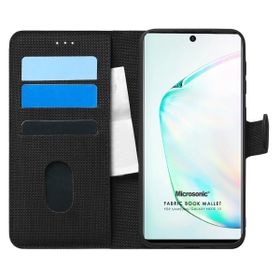 Microsonic Samsung Galaxy Note 10 Fabric Book Wallet Siyah Kılıf